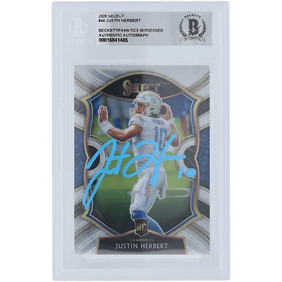 Justin Herbert Los Angeles Chargers Autographed 2020 Panini Select Light Blue Ink #44 Beckett Fanatics Witnessed Authenticated Rookie Card