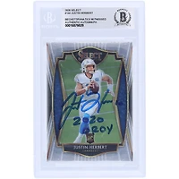 Justin Herbert Los Angeles Chargers Carte de recrue authentifiée 2020 Panini Select #144 Beckett Fanatics avec l'inscription « 2020 OROY » autographiée