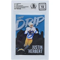 Justin Herbert Los Angeles Chargers Autographed 2021 Panini Prestige NFL Drip #ND-JH Beckett Fanatics Witnessed Authenticated 10 Card