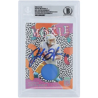 Justin Herbert Los Angeles Chargers Autographed 2022 Panini Elite Moxie Relic #MO-23 Beckett Fanatics Witnessed Authenticated 10 Card