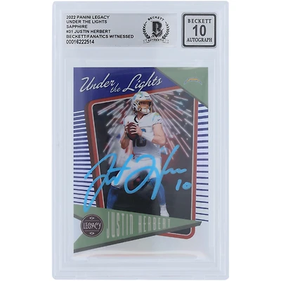 Carte Panini Legacy Sapphire Powder Blue #UL-31 #/35 autographiée par Justin Herbert Los Angeles Chargers 2022 Beckett Fanatics 10 cartes authentifiées