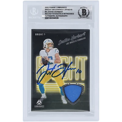 Justin Herbert Los Angeles Chargers Autographed 2022 Panini Luminance Relic #BBE-JHE Beckett Fanatics Witnessed Authenticated 10 Card