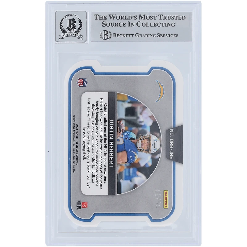 Justin Herbert Los Angeles Chargers Autographed 2022 Panini Obsidian Orbital #ORB-JHE #/99 Beckett Fanatics Witnessed Authenticated 10 Card