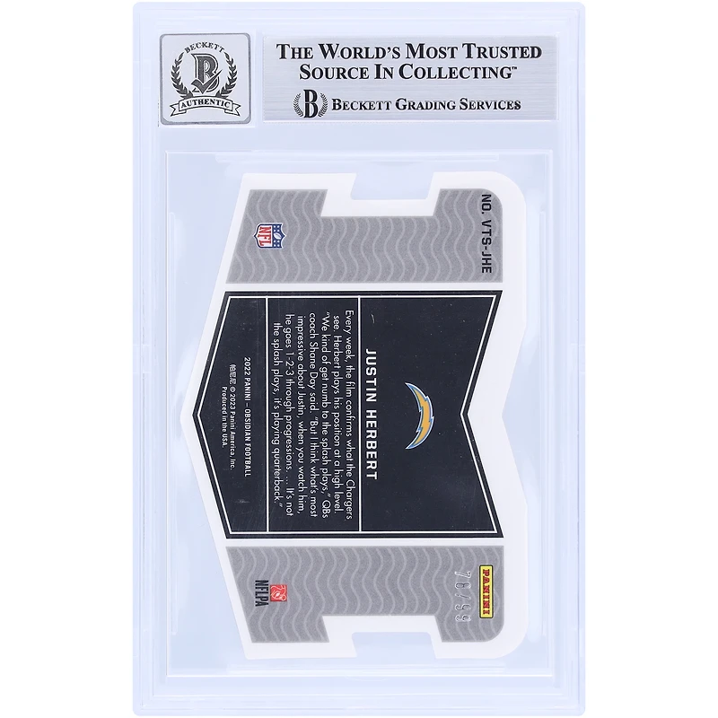 Justin Herbert Los Angeles Chargers Autographed 2022 Panini Obsidian Vitreous #VTS-JHE #78/99 Beckett Fanatics Witnessed Authenticated 9/10 Card 