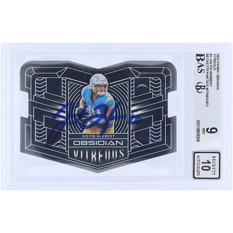 Justin Herbert Los Angeles Chargers Autographed 2022 Panini Obsidian Vitreous #VTS-JHE #78/99 Beckett Fanatics Witnessed Authenticated 9/10 Card 