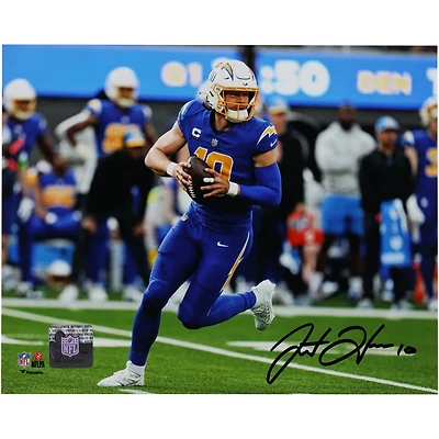 Justin Herbert Los Angeles Chargers Autographed 8" x 10" Royal Jersey Scrambling Photograph
