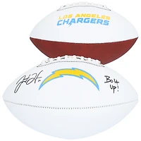 Justin Herbert Los Angeles Chargers Autographed Franklin White Panel Football with "Bolt Up!" Inscription