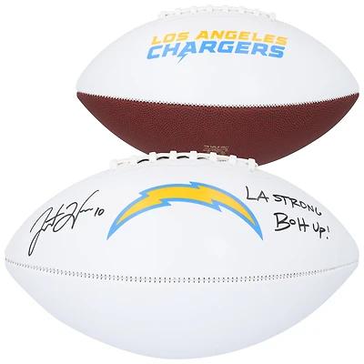 Justin Herbert Los Angeles Chargers Autographed Jardin White Panel Football with "LA Strong" & "Bolt Up!" Inscriptions 