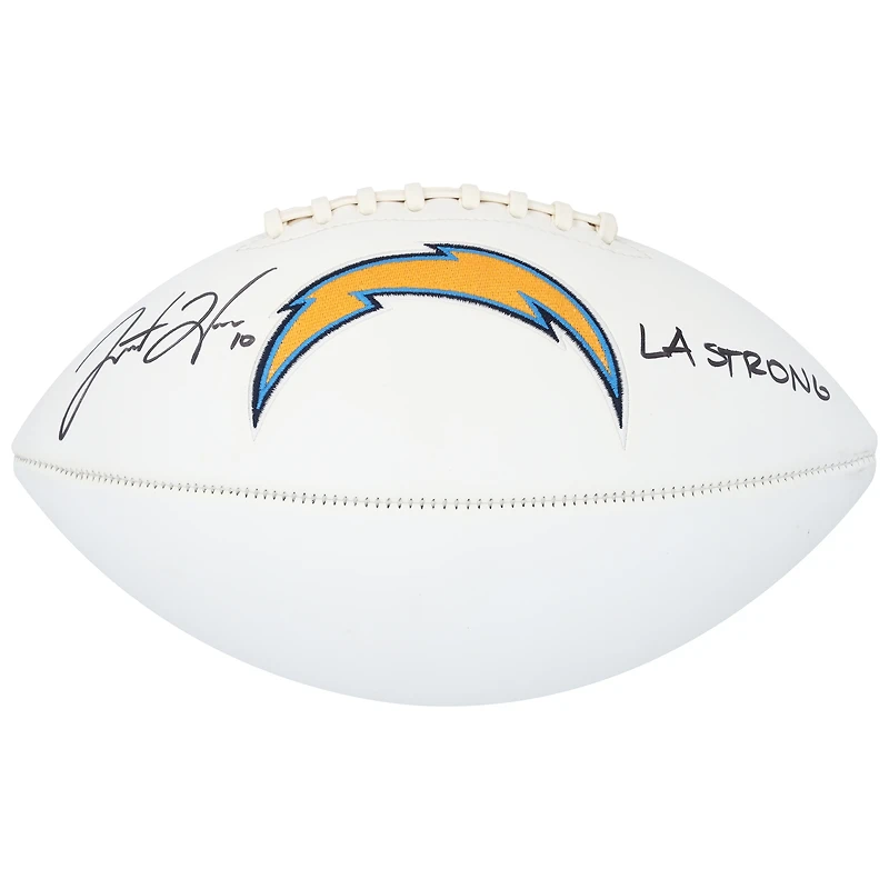 Justin Herbert Los Angeles Chargers Autographed Jardin White Panel Football with "LA Strong" Inscription 