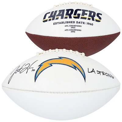 Justin Herbert Los Angeles Chargers Autographed Jardin White Panel Football with "LA Strong" Inscription 