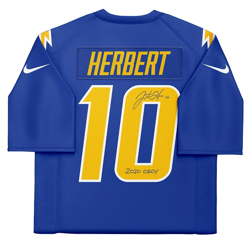 Justin Herbert Los Angeles Chargers Autographed Nike Royal Vapor F.U.S.E. Limited Jersey with "2020 OROY" Inscription 