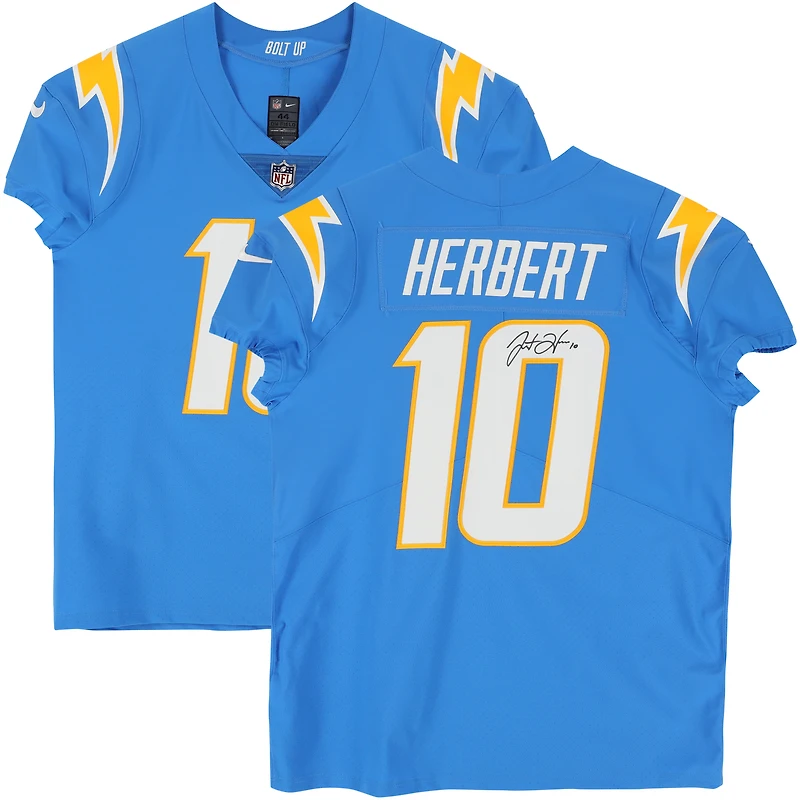 Maillot Nike Elite bleu poudre autographié par Justin Herbert des Los Angeles Chargers