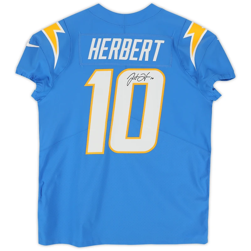 Maillot Nike Elite bleu poudre autographié par Justin Herbert des Los Angeles Chargers