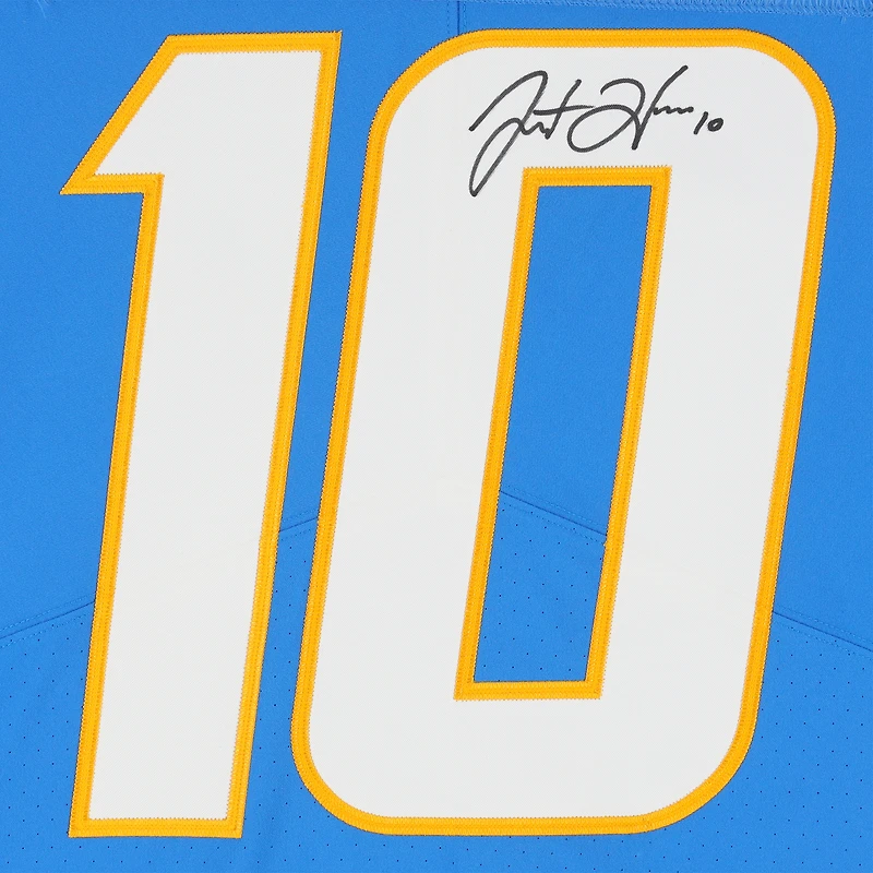 Maillot Nike Elite bleu poudre autographié par Justin Herbert des Los Angeles Chargers