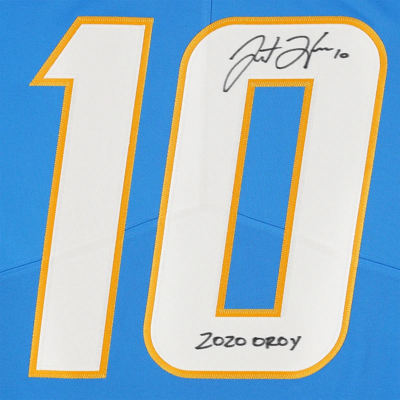 Justin Herbert Los Angeles Chargers Autographed Powder Blue Nike Limited Jersey with "2020 OROY" Inscription