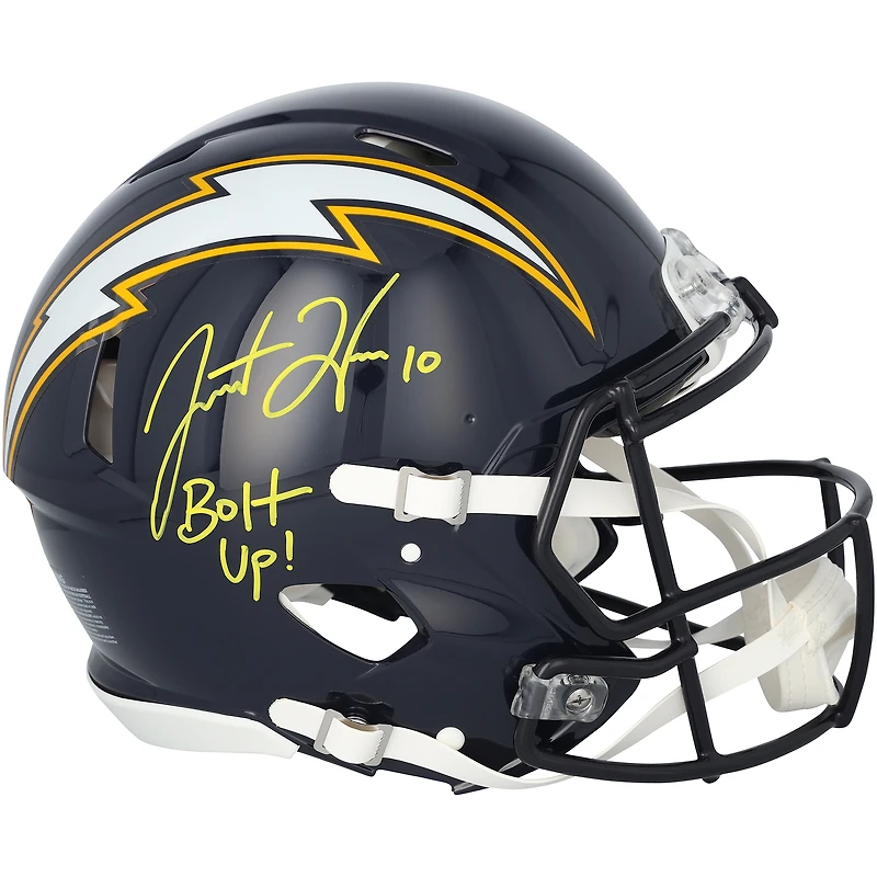 Justin Herbert Los Angeles Chargers Autographed Riddell 1988-2006 Throwback Speed Authentic Helmet with "Bolt Up" Inscription