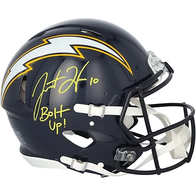 Justin Herbert Los Angeles Chargers Autographed Riddell 1988-2006 Throwback Speed Authentic Helmet with "Bolt Up" Inscription
