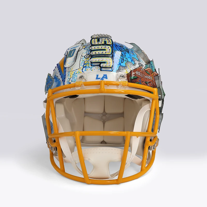 Justin Herbert Los Angeles Chargers Autographed Riddell Speed Authentic Helmet - Art by Charles Fazzino - WN55916220
