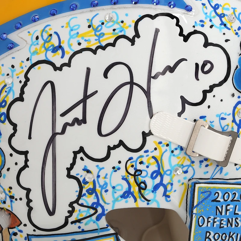 Justin Herbert Los Angeles Chargers Autographed Riddell Speed Authentic Helmet - Art by Charles Fazzino - WN55916220