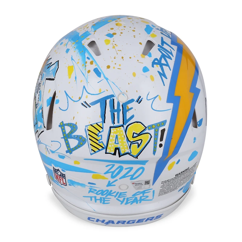 Justin Herbert Los Angeles Chargers Autographed Riddell Speed Authentic Helmet  - Art by King Saladeen - Limited Edition #1/1 - WN55915780