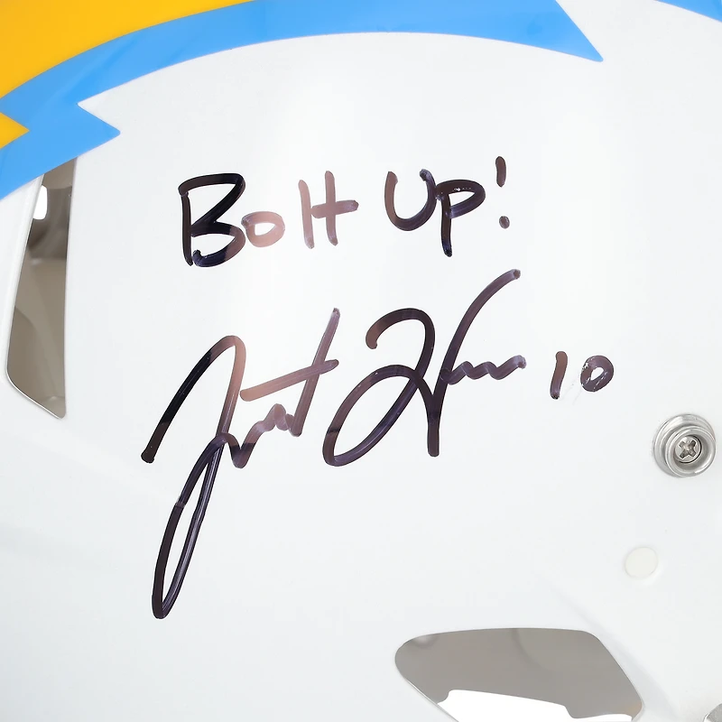 Justin Herbert Los Angeles Chargers Autographed Riddell Speed Authentic Helmet with "Bolt Up!" Inscription
