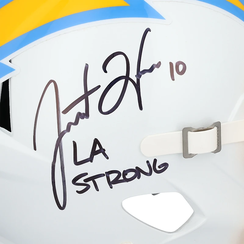 Justin Herbert Los Angeles Chargers Autographed Riddell Speed Replica Helmet with "LA Strong" Inscription