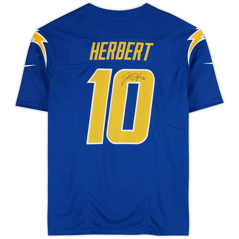 Maillot Nike Vapor F.U.S.E. Royal dédicacé par Justin Herbert des Los Angeles Chargers