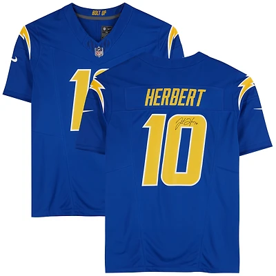 Maillot Nike Vapor F.U.S.E. Royal dédicacé par Justin Herbert des Los Angeles Chargers