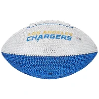 Justin Herbert Los Angeles Chargers Autographed Swarovski Crystal White Panel Football with "Bolt Up" Inscription - Art by Rock On Sports
