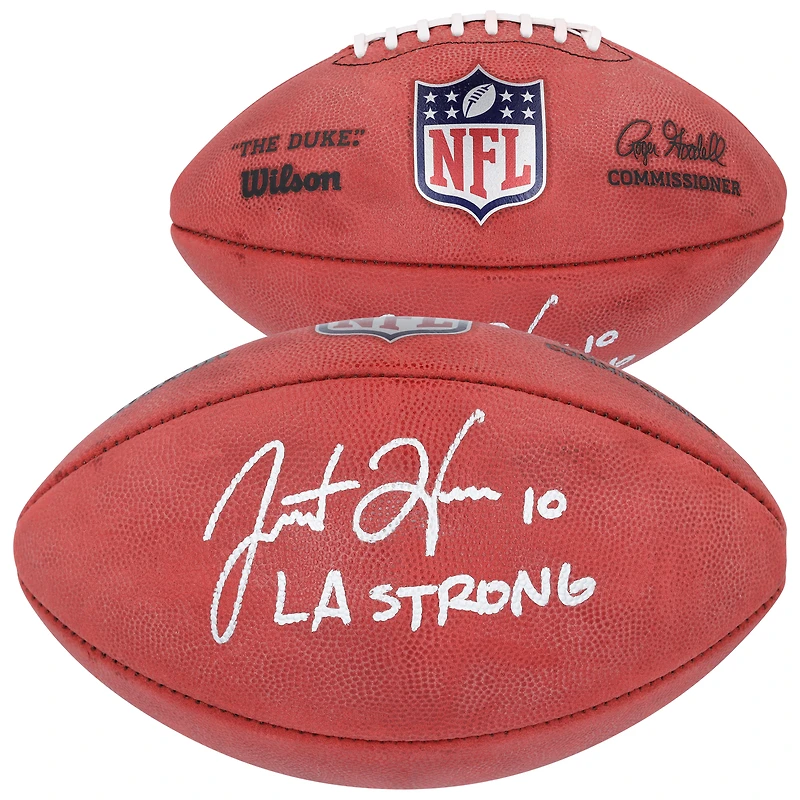 Justin Herbert Los Angeles Chargers Autographed Wilson Duke Full Color Football with "LA Strong" Inscription