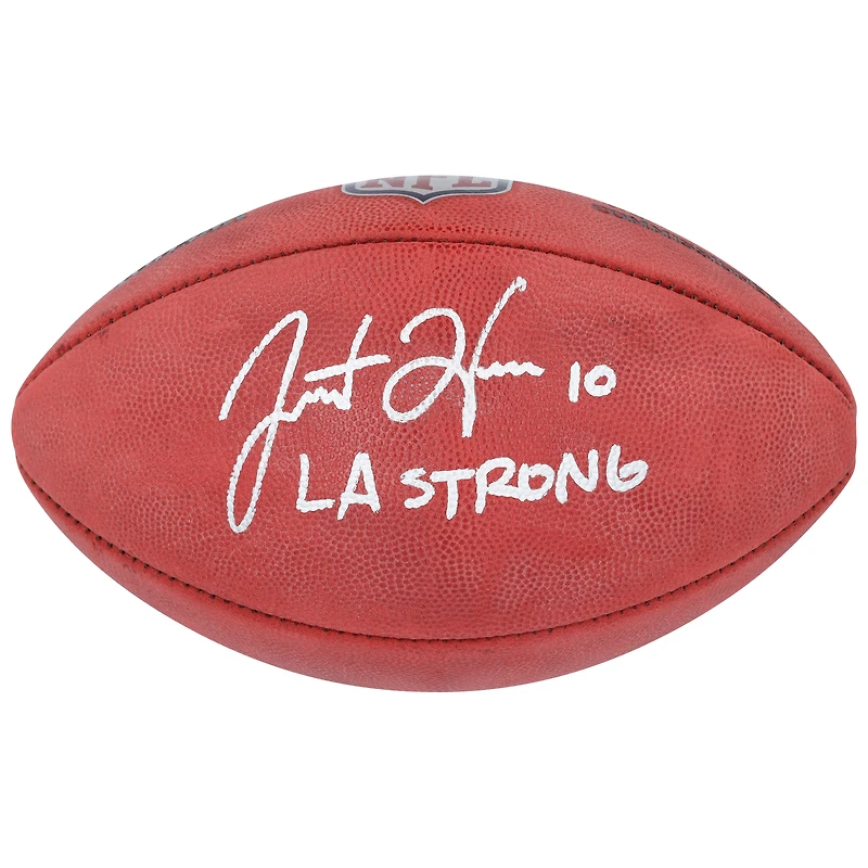 Justin Herbert Los Angeles Chargers Autographed Wilson Duke Full Color Football with "LA Strong" Inscription