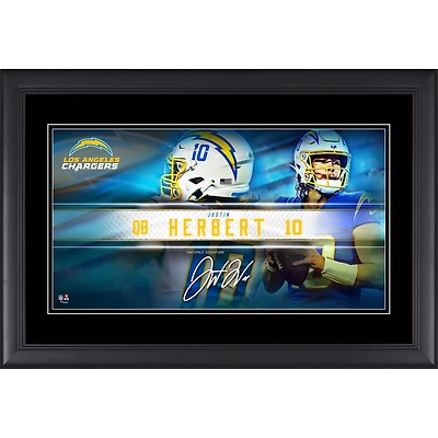 Justin Herbert Los Angeles Chargers Facsimile Signature Framed 10" x 18" Player Nameplate Collage