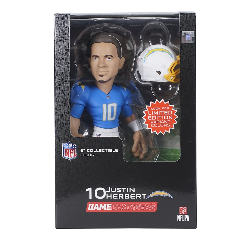 Figurine en vinyle Justin Herbert Los Angeles Chargers série 3 GameChanger 6" - Recherchez des variantes de couleurs unies rares