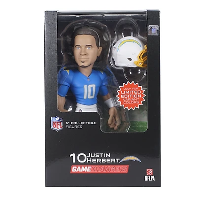 Figurine en vinyle Justin Herbert Los Angeles Chargers série 3 GameChanger 6" - Recherchez des variantes de couleurs unies rares
