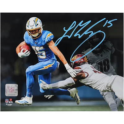 Ladd McConkey Los Angeles Chargers Autographed 8" x 10" Juking Defender Spotlight Photograph