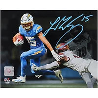 Ladd McConkey Los Angeles Chargers Autographed 8" x 10" Juking Defender Spotlight Photograph