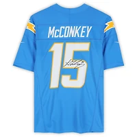 Maillot Nike Vapor F.U.S.E. Limited bleu poudré autographié par Ladd McConkey des Chargers de Los Angeles