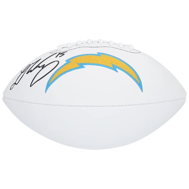 Ballon de football Wilson à panneau blanc autographié par Ladd McConkey, Los Angeles Chargers