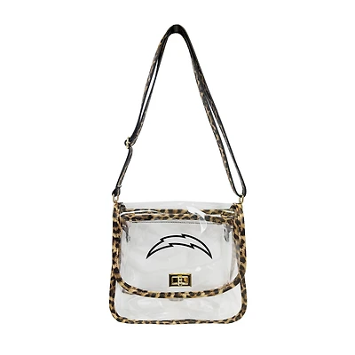 Logo Brands Los Angeles Chargers Leopard Print Trim Clear Purse