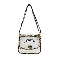 Logo Brands Los Angeles Chargers Leopard Print Trim Clear Purse