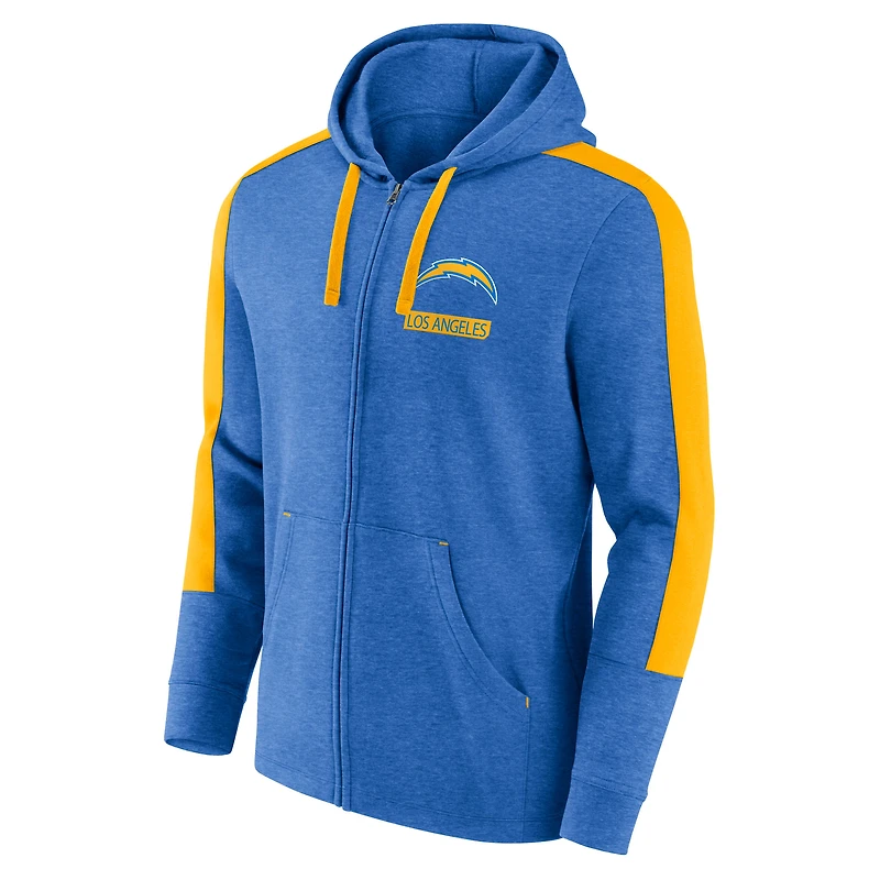 Men's Fanatics  Heather Powder Blue Los Angeles Chargers Gains Full-Zip Hoodie