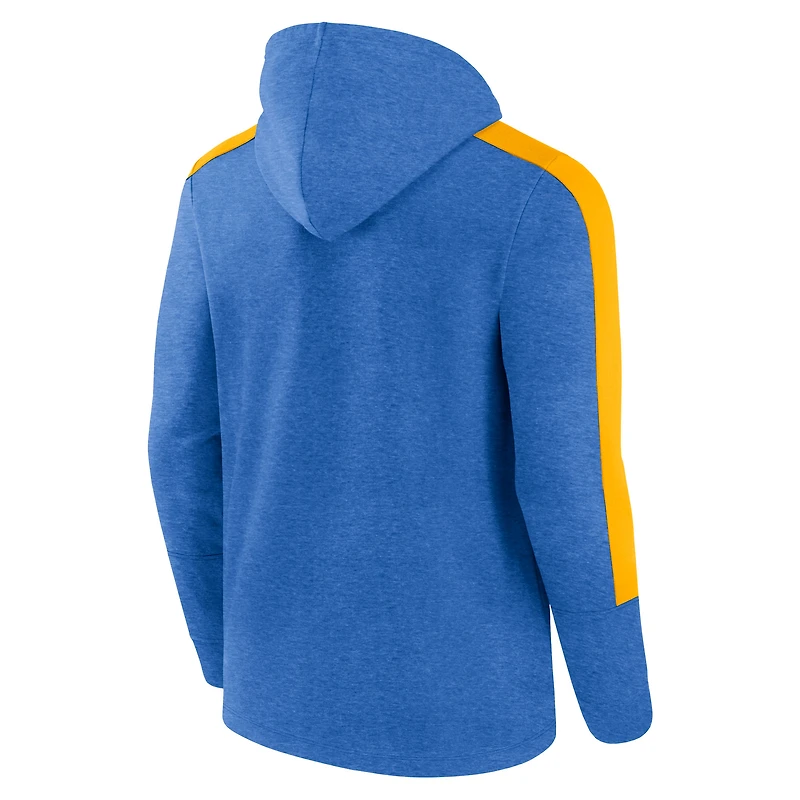 Sweat à capuche zippé bleu poudre chiné Fanatics pour homme Los Angeles Chargers Gains