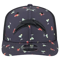 Men's New Era  Navy/Black Los Angeles Chargers Adventure Drinks Pattern 9SEVENTY Stretch-Snap Hat