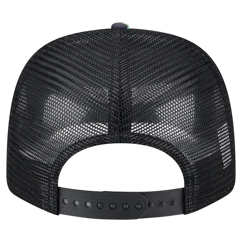 Men's New Era  Navy/Black Los Angeles Chargers Adventure Drinks Pattern 9SEVENTY Stretch-Snap Hat