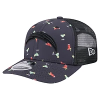 Men's New Era  Navy/Black Los Angeles Chargers Adventure Drinks Pattern 9SEVENTY Stretch-Snap Hat