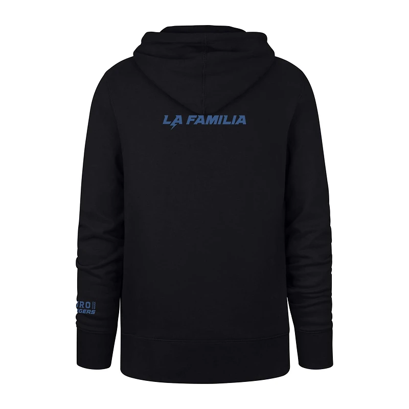 Men's '47 Black Los Angeles Chargers La Familia Headline Pullover Hoodie