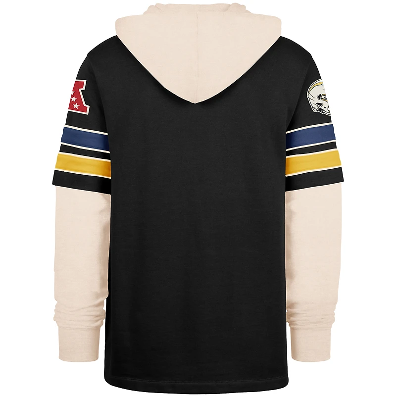 Men's '47  Black Los Angeles Chargers Split Zone Cornerback Duo Hoodie