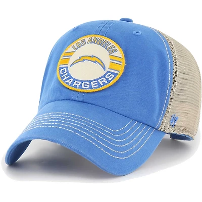 Casquette réglable Los Angeles Chargers Notch Trucker Clean Up '47 pour homme, bleu poudré/blanc
