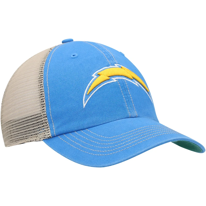Casquette trucker Trawler Clean Up pour homme, bleu poudre/naturel, Los Angeles Chargers, modèle 47