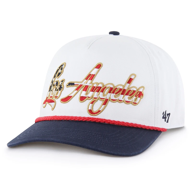 Casquette ajustable blanche patriotique à revers des Chargers de Los Angeles pour homme, modèle 1947